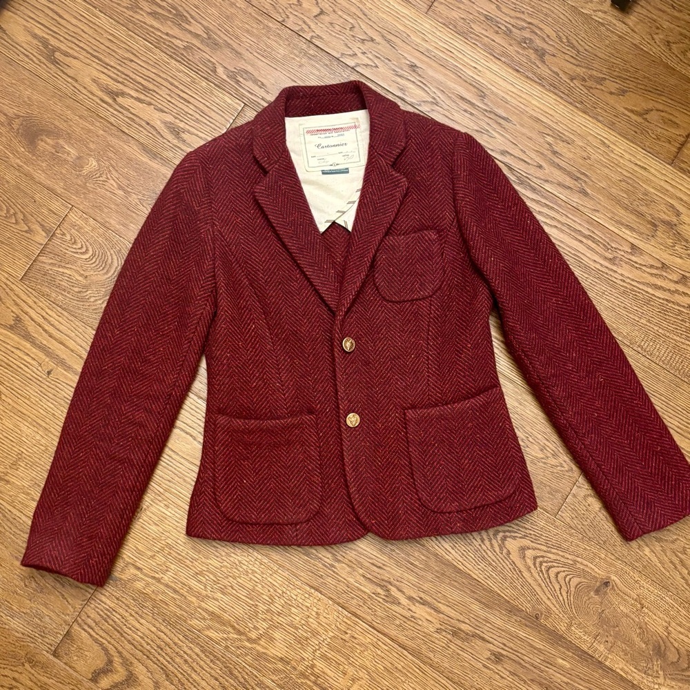 Cartonnier Herringbone Wool Boy Blazer - Picture 4 of 13